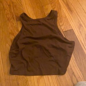 Brown cropped tee from shein